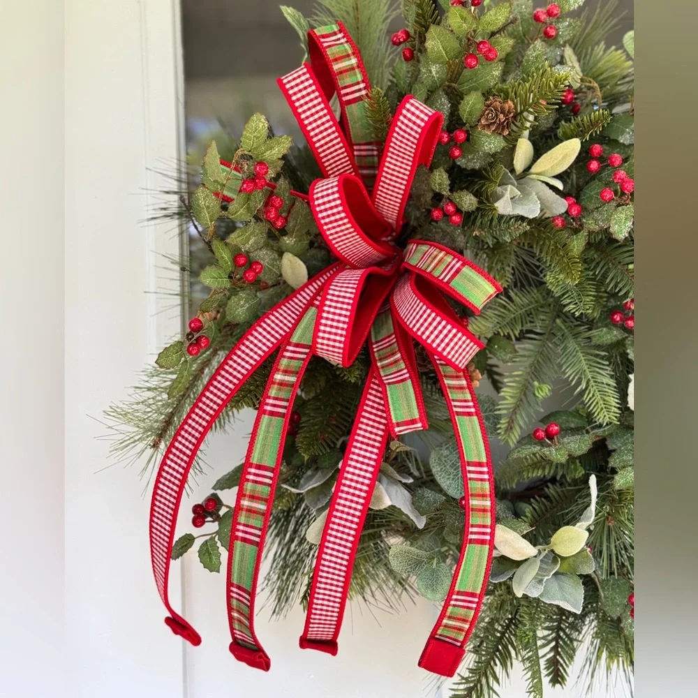 Festive Green and Red Holiday Wreath
